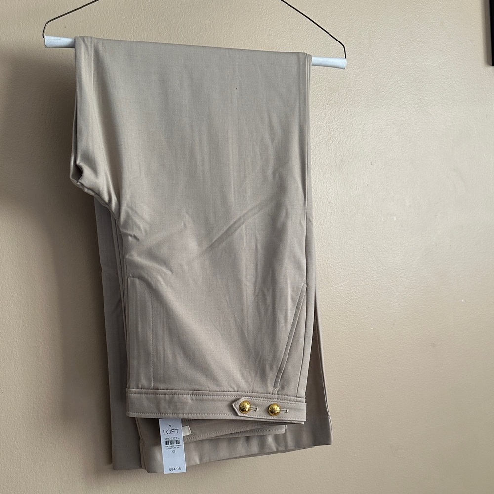 LOFT Khaki Pants with Gold Button Details